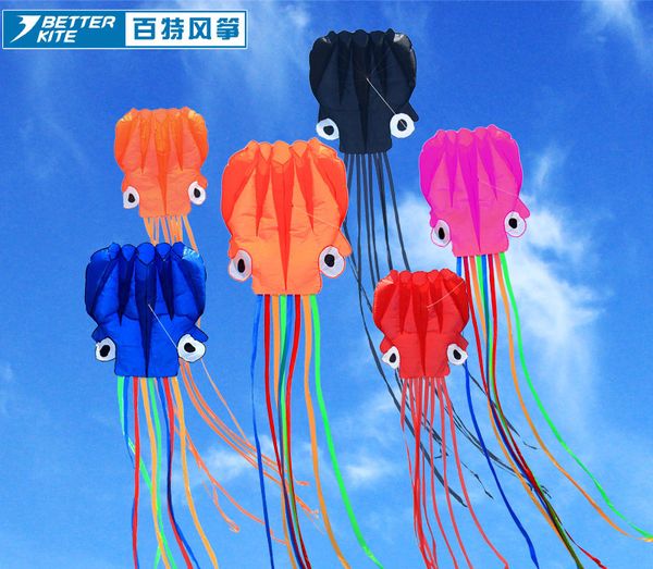 Color Tail Parafoil Nylon Flying Pipas 3D Octopus Kite Toy Single Line Stunt Software Envío gratis