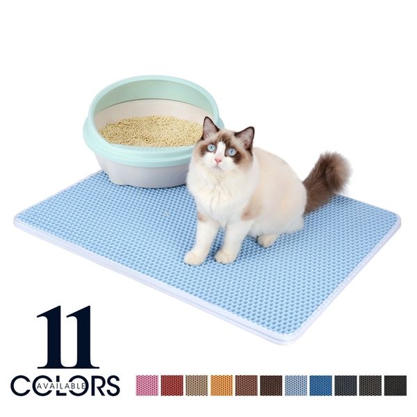 Color a prueba de agua Pet Cat Litter Mat Doble capa antideslizante para gatos Pets Litter Trapping Pets Litter Mat Cat Bed Pads House Clean 210722