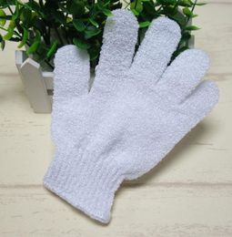 Color White Exfoliating 100 Nylon Bath Glove de cinco dedos Guantes de baño9649384