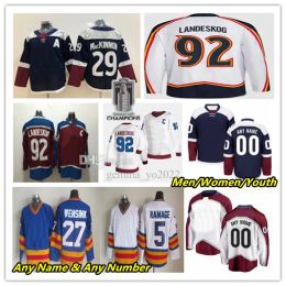 Colorado''Avalanche''Cale Makar Maillots de hockey rétro inversés Gabriel Landeskog Nathan MacKinnon Mikko Rantanen Valeri Nichushkin Josh Manson Devon