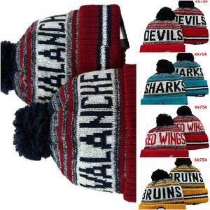 Gorro de Colorado, pelota de Hockey de América del Norte, parche lateral del equipo, gorro de punto deportivo de lana de invierno, gorros de calavera