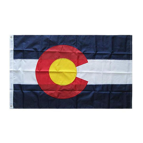 Drapeau du Colorado, 90 % de saignement 100 % polyester, sérigraphie, drapeaux de sérigraphie intérieure et extérieure, du fabricant professionnel, livraison gratuite