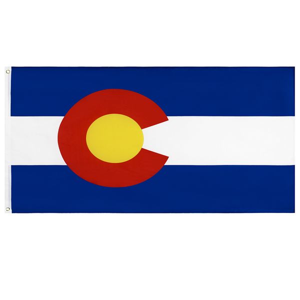 Bandera de Colorado, venta al por mayor directa de fábrica, 3x5 pies, 90x150cm, bandera del estado centenario de EE. UU., orden mixta para decoración colgante