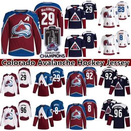 Maillot de hockey Colorado Champions de la Coupe Stanley 2022 29 Nathan MacKinnon 8 Cale Makar 96 Mikko Rantanen 92 Gabriel Landeskog 21 Peter Forsberg 7 maillots Devon Toews