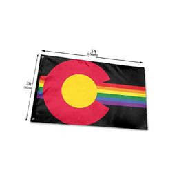 Colorado Rainbow Pride Drapeaux Bannières 3' x 5'ft Polyester 100D Couleur Vive Avec Deux Œillets En Laiton