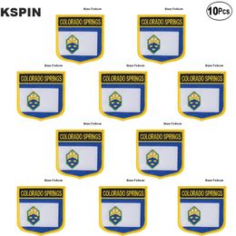 Colorado Springs Flag Embroidery Patches Iron On Saw On Transfer Patches Naaien Toepassingen voor kleding in Homegarden 10 stks Veel