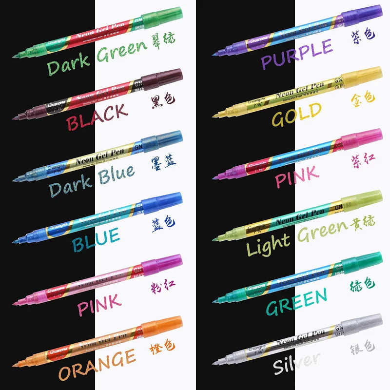 ColorChanging Metall-Permanent-Farbmarker-Stift-Set, wasserfest, Highlight-Manga-Zeichnungsmarker, Studenten, Schreibwaren, Flash-Stift 231220