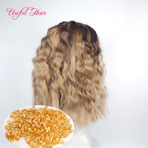 Gekleurde Blonse synthetische vlechten pruik gevlochten pruiken afro kinky krullend menselijk haar pruik golfstijl lang krullend ombre bug synthetisch haar weeft