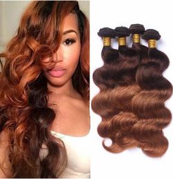 Gekleurde Braziliaanse ombre menselijk haar Weefmodestijl 430 Body Wave Human Hair 4 Bundels Two Tone Blonde Virgin Hair Extensions4979377