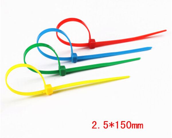 Attaches de câble colorées fil de liaison avec attaches de câble en nylon multicolores attache de câble 2.5*150mm/paquet de 100 bandes de