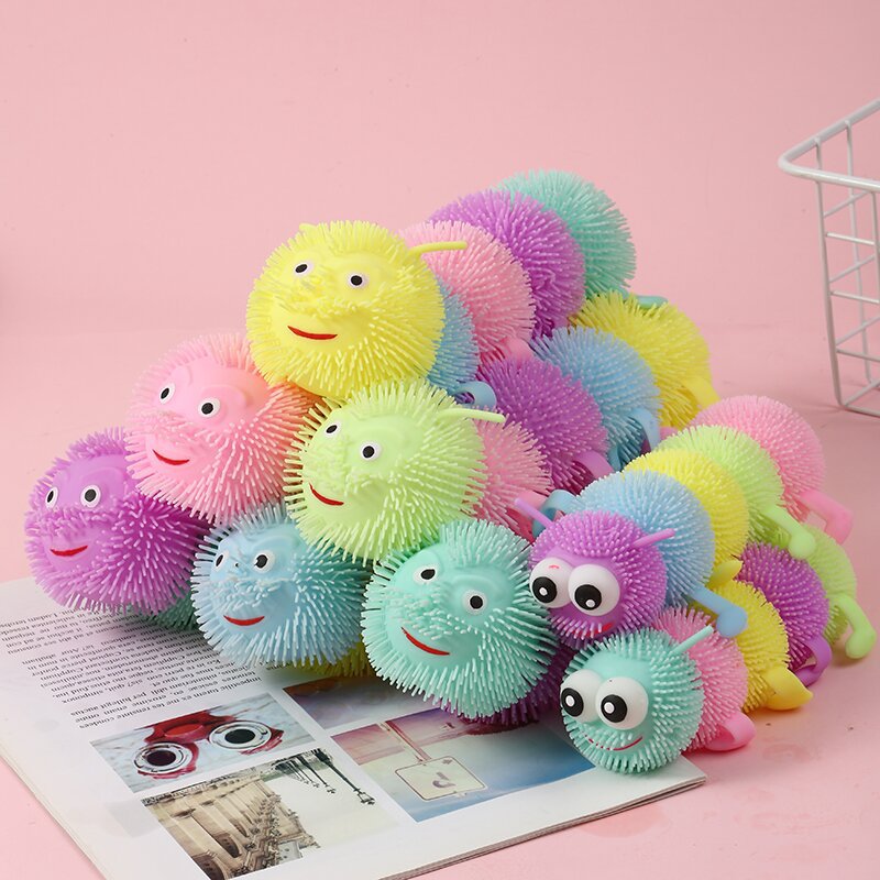 Colored Caterpillar Flash Creative Toy Vent Ball Children's Decompression Toy Source Lovely Children's Toys DHL