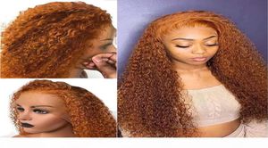 Perruque de cheveux humains bouclés colorés gingembre orange perruque de cheveux humains vague profonde avant de lacet perruques de cheveux humains transparents HD avant de lacet longues perruques bouclées4481234