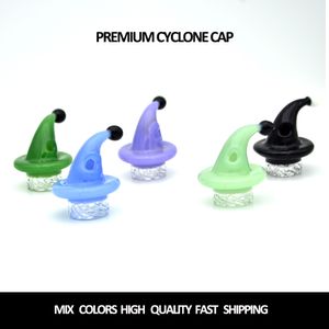 Accessoires de fumer en verre Cyclone coloré Carb Cap Nouveau Vortex 25mm OD avec trou d'air Pour Quartz Banger Bowl dab plates-formes pétrolières bong