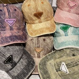 Gekleurde denim honkbal caps driehoek pictogram ontwerper snapbacks casquette hoogwaardige unisex ball caps voor mannen vrouwen