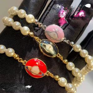 Pulsera de perlas esmaltadas con esmalte de colores, estilo famoso, pulseras de alto sentido europeas y americanas