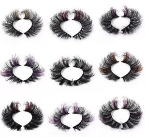 Gekleurde valse wimpers 3d pluizige faux mink kleur oog wimpers strip wipsy veelkleurige nepwimping voor dagelijkse kerstcosplayfeest 4153637