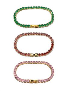 Gekleurde Gems Chain Exquisite Light Luxe Diamond Armband Niche Simple Fashion Design Mannen en Vrouwen Stellen ins Trend Sieraden