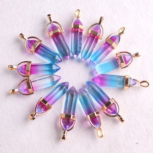 Gekleurde glazen kristallen kogel zeshoek genezende kristallen hangers charmes voor doe -het -zelf oorbellen ketting sieraden maken