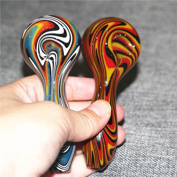 Tubo de mano de vidrio coloreado Tubos de quemador de aceite para fumar Mini Dab Rigs Cuchara pequeña Tubos de tabaco para hierba seca