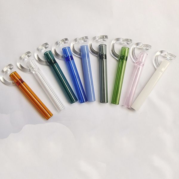 Pipes en verre coloré avec couvercle verre eau narguilé poignée tuyau pipes à fumer