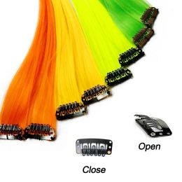 Gekleurde hair extensions 5 Pack Rainbow Hair Extensions 22 inch feest Hoogtepunten Clip in Synthetic Hairpiece for Women Kids Girls