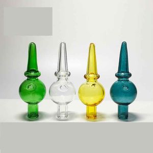 Verre coloré à la main Bubble Carb Cap Hat Style Accessoires pour fumer Outils pour Quartz Thermal P Banger Nails Bongs Narguilés Plates-formes pétrolières