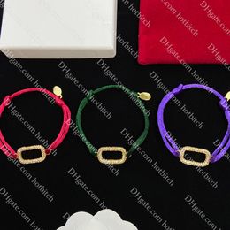 Gekleurde Hand Touw Designer Diamanten Letter Armband Voor Vrouwen Hoge Kwaliteit Prachtige Luxe Armband Lady Sieraden Voor Kerstcadeau