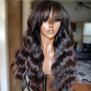 180 200 Dichtheid Braziliaanse Body Wave Fringe Pruik Haar Simulaiton Menselijk Haar Pruik Met Pony Geen Full Lace Front Pruiken