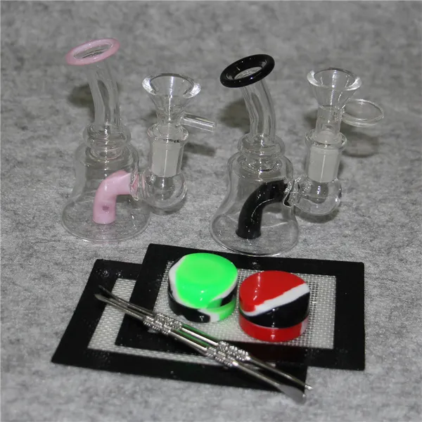 Narguilé coloré Dab plates-formes pétrolières Bang en verre capiteux avec 4MM Quartz Banger clou recycleur barboteur Cyclone Perc tuyau d'eau