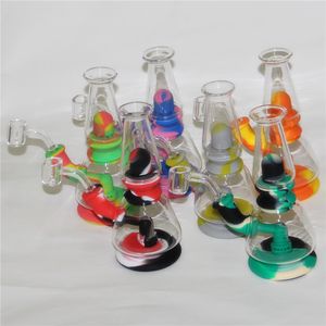 Gekleurde waterpijpen met siliconen water met 14,4 mm gewrichtsrecycler glazen bongs DAB Oliereilingen Silicium Smoking Pipe for Wax Dry Herb