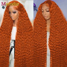Perruques de cheveux humains colorés orange gingembre 13x6 hd en dentelle profonde transparente en dentelle frontale perruque de cheveux humains brésiliens perruques avant 240408