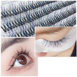 Gekleurde individuele valse wimpers DIY 3D Natuurlijke pluizige wispy wimper extensie entende cluster nep washes make-up