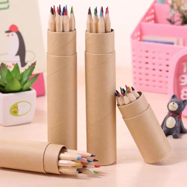 L￡pices de color de color de plomo coloreado Pencilos de color de madera de 12 colores para ni￱os L￡pices de dibujo de colores ni￱os 8.5 cm