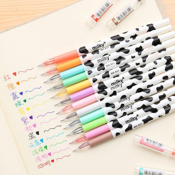 Ensemble de stylos Gel laiteux colorés, lait de diamant comme papeterie coréenne pour fournitures scolaires pour enfants