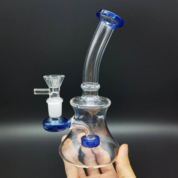 Boquilla coloreada Hookah Bubbler Mini Bongs de vidrio con plataformas petrolíferas de tubería de agua de mano Perc difusa con accesorio para fumar Banger conjunto de 14 mm
