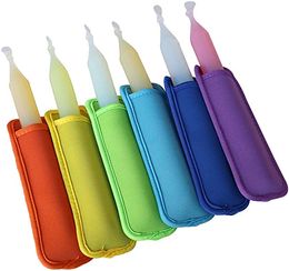 Gekleurde neopreen Popsicle houder zakken ijslolly mouwen ijspop mouwen herbruikbare ijs vriezer beschermende hoes voor kinderen 14 kleuren