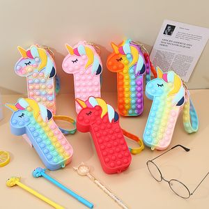 Estuche de lápices de colores Unicornio Juguete de silicona Caja de lápices Útiles escolares Antiestrés Kawaii Papelería Trousse Pencilcase