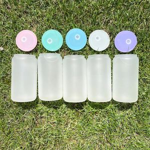 Colored Replacement lids for 16oz glass tumbler Plastic sealing lid PP material Spill Proof Splash Resistant cover for straight cup