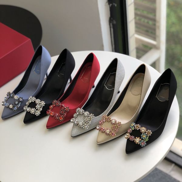 Strass coloré Cristal embelli cheville-cravate sandales à talons aiguilles talons pour femmes chaussures de soirée bout ouvert veau miroir cuir créateurs de luxe