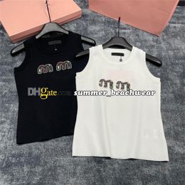 Coloré Strass Gilet D'été Décontracté Respirant Tricoté Gilet Femmes Débardeurs Sans Manches Sport T-shirt Designer T-shirt