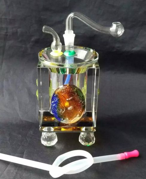 Bangs en cristal épais colorés - pipe à fumer narguilé en verre Gongs en verre - plates-formes pétrolières bongs en verre pipe à fumer narguilé en verre - vap-vaporisateur