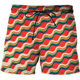 Colore Wave Stripe 3D Print Mens Beach Shorts Tops Swimshorts Brief