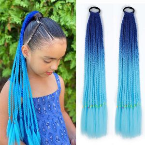 Peluca de colores con trenzas pequeñas de tres hebras para niños sucios, extensiones de cabello de fibra sintética de colores degradados, trenzas grandes