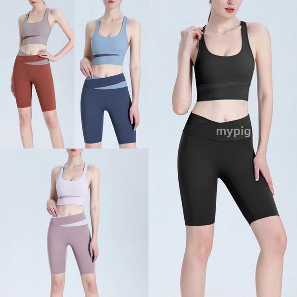 Costume de yoga coloré pour femmes Herringbone Herringbone absorbant des sous-vêtements sportifs Fitness Fornet des shorts en deux pièces à deux pièces