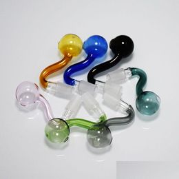 Colorf 14Mm Mâle Joint Verre Bols Pyrex Brûleur À Huile Pipe Tabac 30Mm Grand Bol Courbé Narguilé Adaptateur Épais Bong Tuyaux Gris Noir Rose