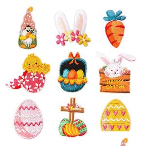 Colorf Iron Ones Naaibegrippen Easter Egg Bunny Geborduurd Naai Applique Reparatie Voor Kleding Jas Hoed Rugzak Jeans Diy Carft Dr