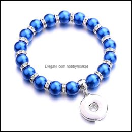 Colorf Style Acrylic Kralen Strand Armband 18mm Snap Button Charms Sieraden voor Vrouwen Mannen Drop Levering 2021 Beaded Strands Armbanden JXUCW