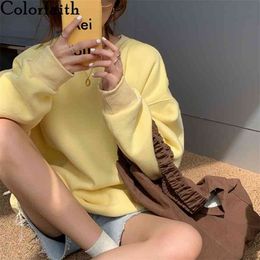 Colorfaith Lente Herfst Vrouwen Sweatshirts Pullovers Oversized Modieuze Koreaanse Pop Jumper Thicken Lady Tops SS1293 210803