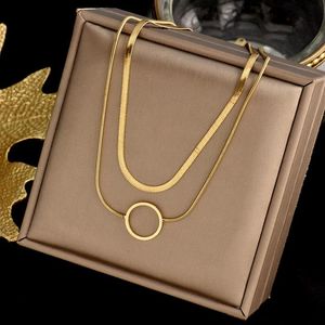 Colorfast – collier à deux couches en acier inoxydable, pendentif circulaire ajouré, léger, cadeau de luxe pour femmes, chaînes de bijoux 326B
