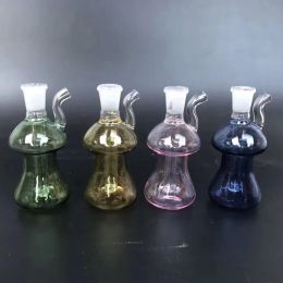 Coloré 10mm femelle pas cher gourde verre plate-forme pétrolière eau bong mini mignon recycleur huile barboteur tuyau avec 10mm bol d'huile en verre BJ